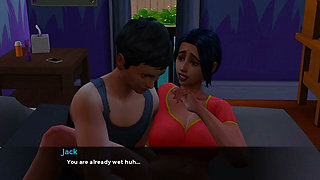 Insimology - Gameplay - Roleplay - Saree -desi Maid Fucks Owner Stepson in Bed