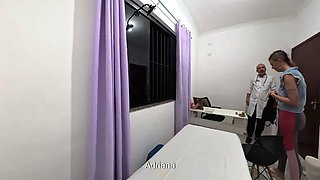 Orthopedic doctor takes off the patient's clothes and ejaculates on her face.