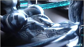 Cortana Gets Her Pussy Stretched Wide Open By 4 Slimy Rods With Car Toon
