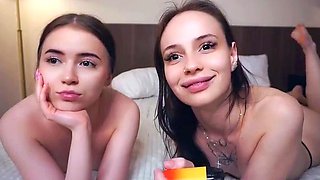 Natural babe brunette with sexy black lingerie masturbates