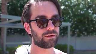 Step daddy gives a dark haired female an intense rimjob at