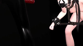 Sexy woman in latex catsuit bangs a pregnant college girl in prison