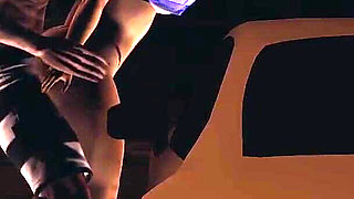 My Black Boyfriend Fucked Me in Pussy and Cum in Mouth at Night Backyard. 3D Animation