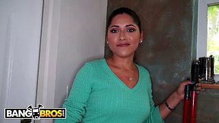 Shy Latina maid Camila Casey strips off and gets taken hard