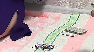 The Stepsister Was so Carried Away Playing Cards That She Accidentally Showed Her Pussy.