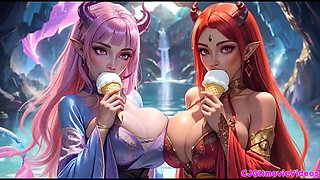 2. Movie, the Queen Ask 2 Girls for Kiss and Bouncing Breast, Ai Animation