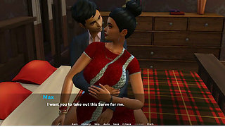 Insimology - Gameplay - Roleplay - Indian Red Saree Wearing Big Boobs and Ass Stepmom Fucks with Her Stepson