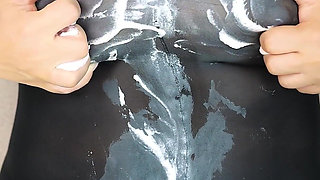 342 Bodystocking Made of Thick Nylon Is Soaked in Whipped Cream! You-take a Shower with Me Please!
