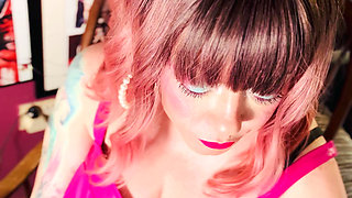 Tina Snua Is Stunning In Pink Leather & Chain Smoking - BBW OMI OME Snap Inhales Drifting Smoke