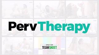 Haley Spades & Penny Vegas get naughty with stepdad in the therapist office