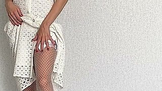 Strip Tease in Fishnets and Heels, DP with Lovense Nora, Pussy Play, Creamy Orgasm
