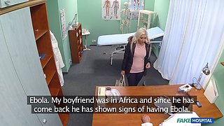 Blonde babe spreads legs & fucks doctor in fake hospital POV