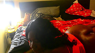 Big ebony booty in slutty orange fit