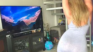 Big Boobed Blonde Masturbates With A Dildo In The Bathroom