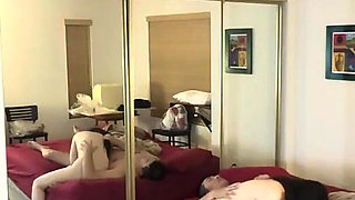 Yummy Jimmy Fucks Chinese Yoga Instructor Slutty Kitty in Front of Mirror with Her Husband Next Door