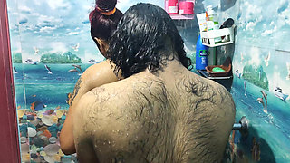 Hot Couple Bath Romance in Bathroom