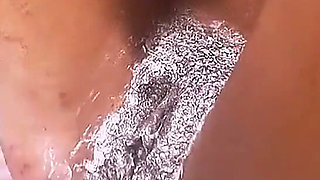 Shaved Pussy on a Bed How with Her Feeling Horny for Me Cleaning up Her Pussy