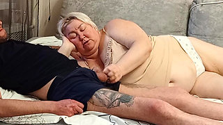 Insatiable stepmom sucks cock and swallows cum