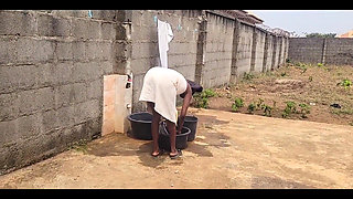 Sex Addicted Nasty Bitch Fuck Her Husband Brother Outside Behind the Window