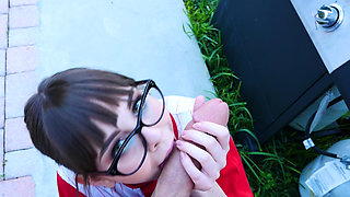 Petite young Shae Celestine rides her neighbor's big cock