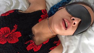 Skinny asian slut has her pussy rubbed with a pink toy and then she gets fucked