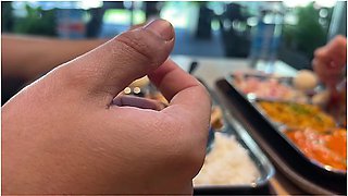 Quick Sex In The Toilet Of A Shopping Mall. Indian Food Tasting