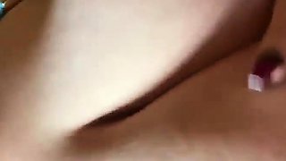 Hot brunette big boobs toying pink pussy