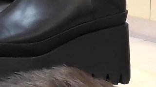 Face Trampling My Horny Slave with a Hot Brunette Babe