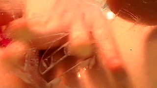 Close up Creamy Dildo Fuck & Masturbation Thru the Glass Table