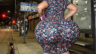 Big Ass Mature Stepmom Waiting for the Bus in Floral Dress