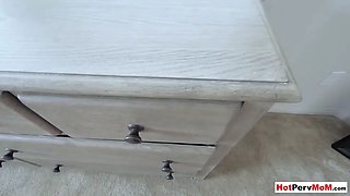 Tricky stepson remote controlling MILF stepmoms dildo