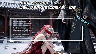 The beautiful woman with white hair and red eye mask might be the ideal beauty you have imagined in your heart, AI-generated