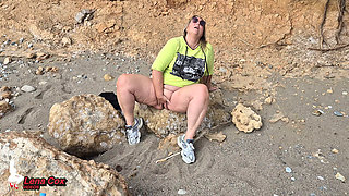 Horny Wife Masturbates on the Beach