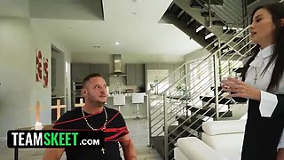 Three Horny Nuns in Stockings Fuck Devil Out of Guy with Cumshot