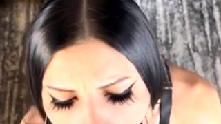 Busty Goth Escort Takes Facial