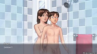 Busty Indian Stepmom Handjob in Shower - Creampie Sex with Step Son
