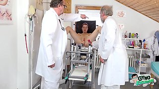 Sweet Innocent Teen 18+ Kaira Love Examined And Made To Cum In Gyno Chair By 2 Old Doctors