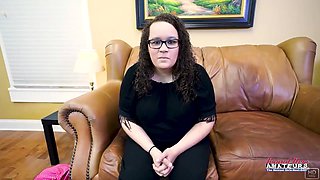 Busty Brunette Harper B BBW Audition Sloppy Deepthroat Greedy Swallow!