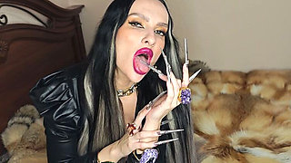 Extremely Long Stiletto Nails and Leather Boots Worship