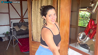 Stepnephew Fucks Aunty in the Tub After His Long Yoga Workout