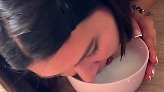 Kinky Mary Intense Piss Drinking Session with Cat Tail