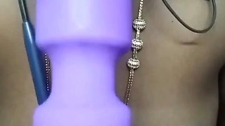 Desi Indian Tamil Hotwife in Pink Saree Vibrates Her & Spanks Her Big Black Ass for a American Young Bull