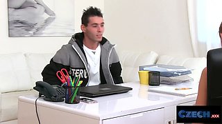 Czech xxx - nervous czech stud reddens during audition sofa porn