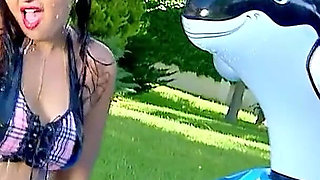 Sexy college teen Carmina ass fucked by her stepbrother in the pool
