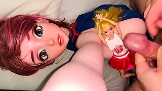 Small penis cums on love doll armpits - Barbie doll and Elsa silicone love doll Baby Takanashi Mahiru