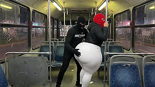 Big Ass Latina in Tight White Pants on the Bus Ends in White Thong
