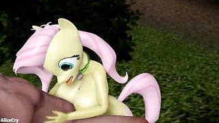 Fluttershy Gets Cum to the Face During a Titjob
