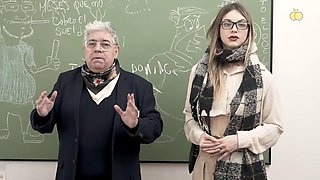 Student Pelaconbarba Settles Scores with Busty Teacher Alba on Classroom Desk in Rough Pound Session