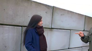 German skinny slut persuaded to cheat on the street