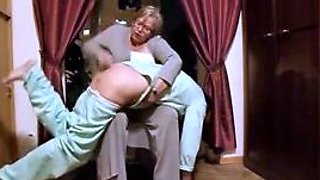 German miss Eva Hass  spanks steven Laing